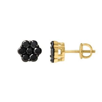 LuvMyJewelry Slate 1.1 Cts Black Diamond Cluster Studs 10K Gold Earrings in 10K Yellow Gold at Nordstrom