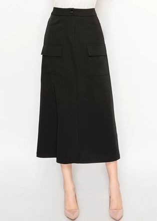 YAL New York Black Cargo Midi Skirt