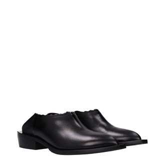 Moschino Womens Black Leather Mules