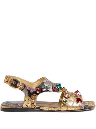 Valentino Garavani Preshoes sandals - women - Calf Leather/Polyester/Polyester/Crystal - 36.5 - Gold