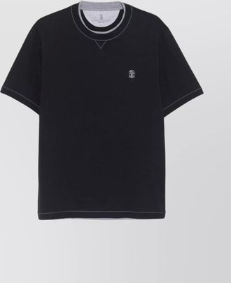 Brunello Cucinelli cotton logo t-shirt contrast stitching