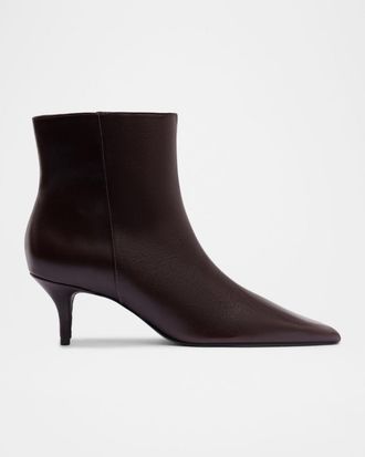 Schutz Mikki Mid Leather Zip Ankle Boots