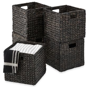Best Choice Products 10.5x10.5in Hyacinth Storage Baskets, Set of 5 Multipurpose Collapsible Organizers