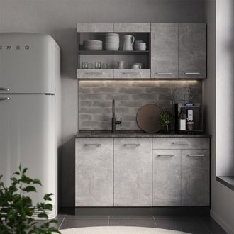 Vicco Cocina Para Solteros R-line, Hormig&oacute;n/antracita, 140 Cm Sin Encimera