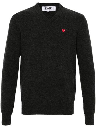 Comme Des Garçons heart-patch wool jumper - unisex - Wool - M - Grey