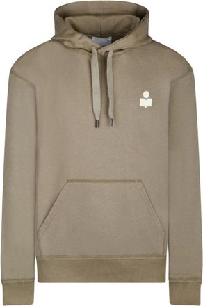 Isabel Marant Khaki Hoodie met Appliqu&eacute; Logo - Heren - Hoodies - Bruin - S - Katoen - Hoodies & sweatvesten