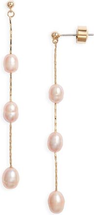 Nordstrom Demi Fine Freshwater Pearl Linear Drop Earrings in Blush- 14K Gold Plated at Nordstrom