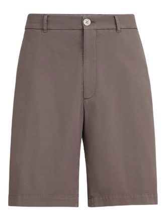 Brunello Cucinelli garment-dyed button-fastening cotton shorts - Brown
