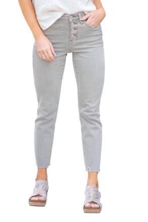 Flying Monkey High Rise Button Up Slim Straight Jeans In Maeve