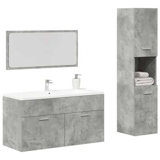 Berkfield Home 3 Piece Bathroom Furniture Set Concrete Grey Engineered Wood