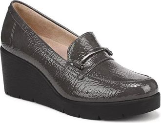 Naturalizer Womens Soul Naturalizer Achieve Gray Patent Slip On Wedge Loafers ZOGG2133