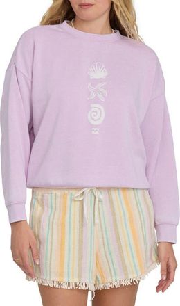 Billabong Echo Crew Fleece Graphic Sweatshirt in Sweet Lilac at Nordstrom, Size X-Large
