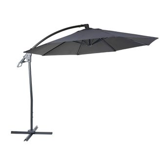 Hhg Hhg - Sombrilla Voladiza De Lujo 995, Sombrilla, Redonda &Oslash; 3m Poli&eacute;ster Aluminio/acero 14kg, Antracita Sin Soporte