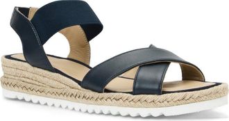 Aquatalia Almeria Weatherproof Slingback Espadrille Platform Wedge Sandal in Navy Leather at Nordstrom, Size 12