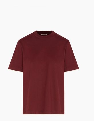 Moncler Womens WOMENS COTTON TRIM T SHIRT - Red - Size: 10/8