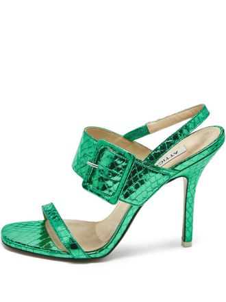 The Attico Mariah embossed leather sandals - women - Calf Leather/Calf Leather/Calf Leather - 39 - Green