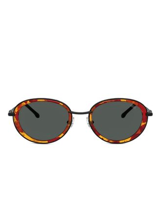 Diesel tortoiseshell-effect oval-frame sunglasses - unisex - Metal - 51 - Black