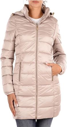 Yes-Zee Gewatteerde Satin Down Jas - Dames - Parka Jassen - Beige - S - Leer - Jassen