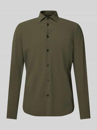 Cruna Slim Fit Business-Hemd mit Knopfleiste in Oliv, Gr&ouml;&szlig;e 50