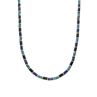 Luxenter ketting in 925 sterling zilver en turquoise afwerking in 18 karaats geel goud - Bathim