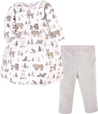 Hudson Baby Quilted Cotton Dress and Leggings in Winter Forest at Nordstrom, Size 12-18M