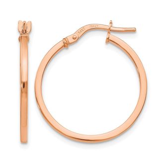 Diamond2Deal 14K Rose Gold Polished Round Shape Hoop Earrings