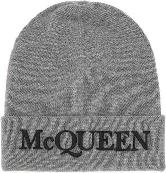 Alexander McQueen Kasjmier Beanie Hoed in Grijs - Heren - Hoeden - Grijs - S - Kasjmier - Accessoires
