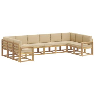 vidaXL Conjunto De Sof&aacute;s De Exterior Con Coj&iacute;n 10 Pcs Y Beige Vidaxl