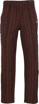 Lacoste Brown Geometric Pattern Side-Stripe Sweatpants