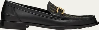 Fendi Mens FF OLock Leather Loafers