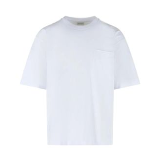 Dries Van Noten T-Shirts, male, White, Size: XL Ribbed Crew-Neck T-Shirt