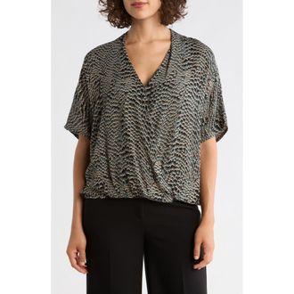 Daniel Rainn Surplice V-Neck Wrap Top in Teal at Nordstrom Rack, Size X-Large