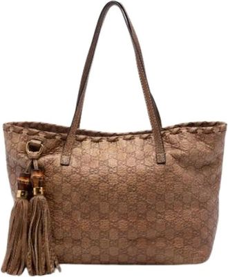 Gucci Pre-owned Tote Bags, female, Brown, Size: ONE SIZE Pre-owned Vintage Tote