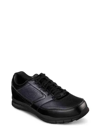 Skechers Mens Lace Up Work Sneaker Shoes In Black