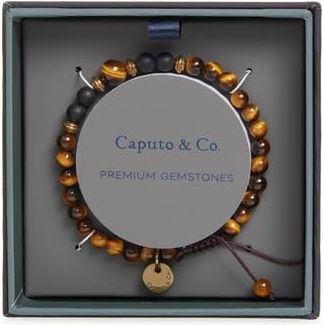 Caputo & Co. Mens Mantra Semiprecious Stone Bracelet in Yellow Tiger Eye at Nordstrom Rack