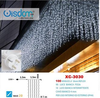 Trade Shop Trade Shop - Tenda Luminosa Natalizia 100led Luce Bianca Fissa + Bianca Intermittente Xc-3030