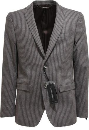 Guess Bruin gestreept jasje - Heren - Blazers - Grijs - M - Leer - Jassen