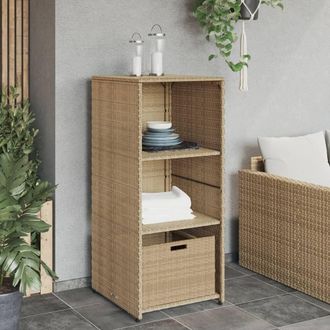 Berkfield Home Garden Storage Cabinet Beige 50x55x115 cm Poly Rattan | Size: 50 x 55 x 115 cm