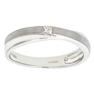 Diamant L'éternel Womens Ladies 9ct White Gold Princess Cut Diamond Crossover Ring - Size O