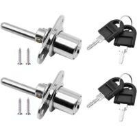 OEM 2 Unidades, Cerradura Para Puerta De Caj&oacute;n Con Llave Para Cerradura De Pist&oacute;n De Mueble, Di&aacute;metro 16 Mm, Longitud 61 Mm (plata) - Crezuo