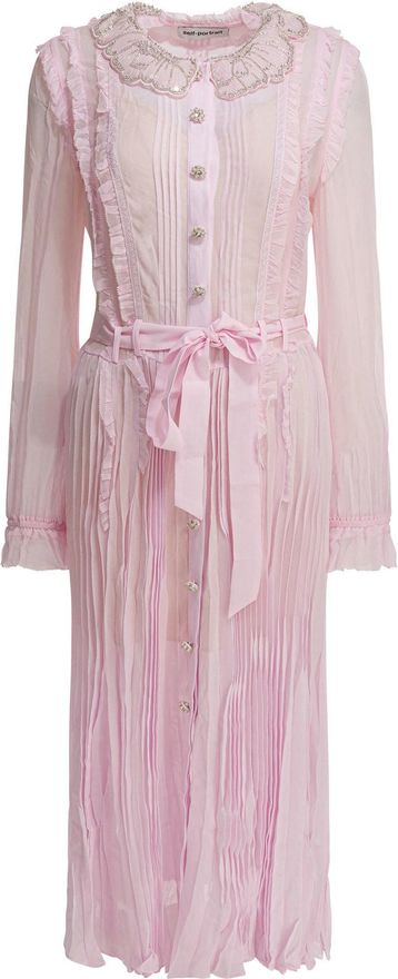 Zelfportret geplooide Georgette midi-jurk
