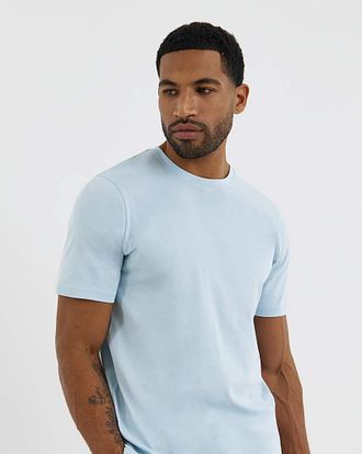 Jacamo Pure Cotton Crew Neck T-Shirt Long-Blue