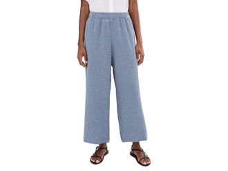 Eileen Fisher Petite Organic Cotton Doubleweave Ankle Wide Pants Womens Clothing Haze : PL (14P-16P) 25.5, Cotton/Elastane