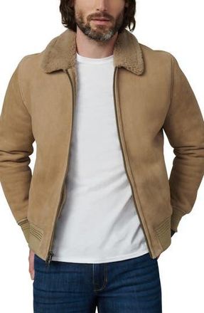 Joe's Genuine Shearling Trim Suede Flight Jacket in Mushroom at Nordstrom Rack, Size Large