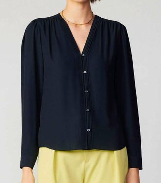 Current Air Lisette Button Down Blouse In Black