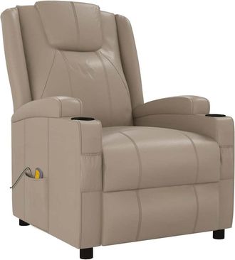 vidaXL Sill&oacute;n De Masaje De Cuero Sint&eacute;tico Color Capuchino Vidaxl