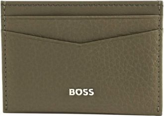 HUGO BOSS Metal Logo Crosstown Leather Card Holder