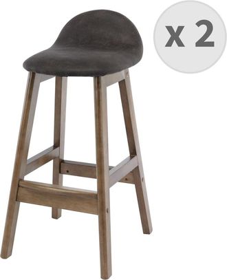 Moloo Silla de bar tejido gris oscuro te&ntilde;ida de nogal (x2)