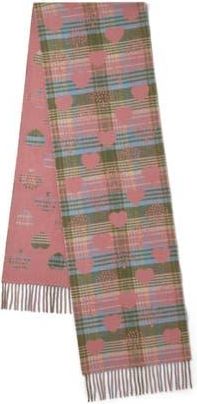 Mulberry Heritage Check & Heart Scarf in Moss-Pink Scrumpy at Nordstrom