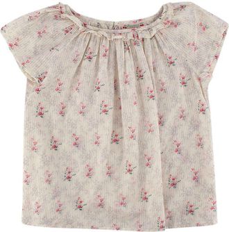 BONPOINT Kids 8Y Ivory Floral Striped Top Size 8 Years